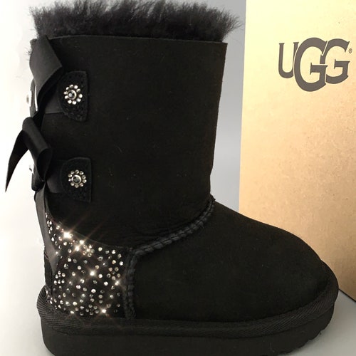 UGG Bailey Button Suede Boots Embellished With Swarovski - Etsy