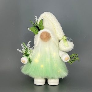 HAPPY BIRTHDAY  Gnome with hand poured/hand painted ceramic boots ~standing height 9.5inch~ Farmhouse gnome~ Can be personalized