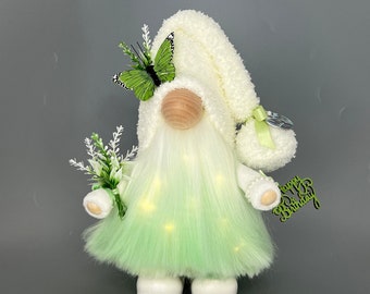 HAPPY BIRTHDAY  Gnome with hand poured/hand painted ceramic boots ~standing height 9.5inch~ Farmhouse gnome~ Can be personalized