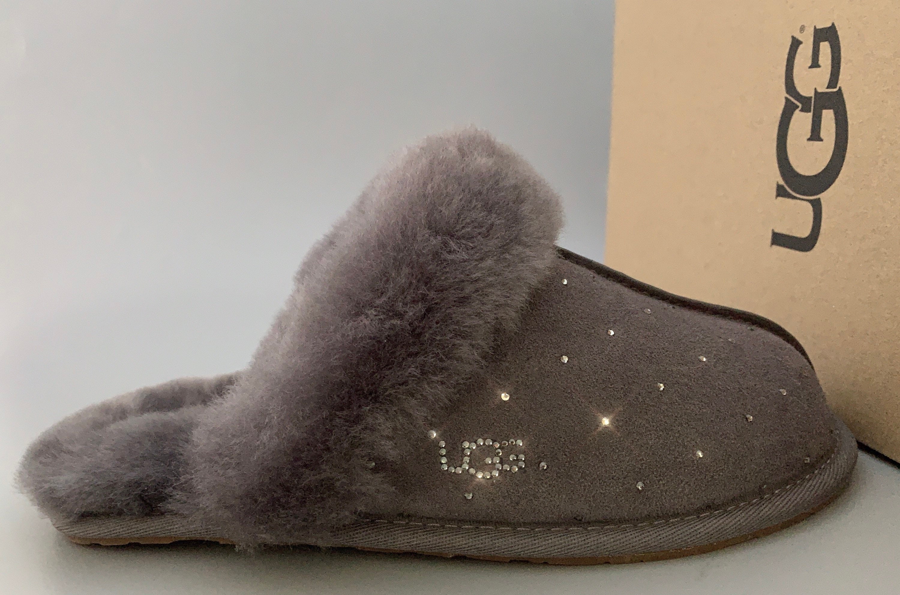 UGG Australia SCUFFETTE II Slippers Embellished With Beautiful Swarovski Crystals Women Size6 Thundercloud gray Bling Etsy