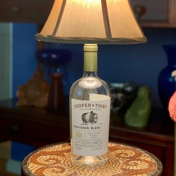 Cooper & Thief 2017 Casa Noble Tequila Barrel Aged Sauvignon Blanc White Wine Bottle Lamp
