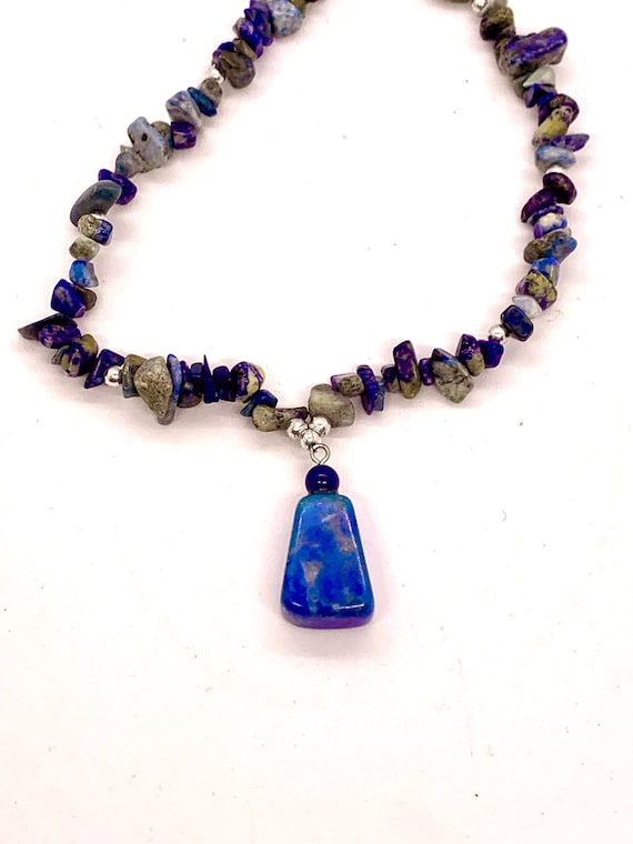 Vintage Lapis Lazuli Choker Necklace and Pendant