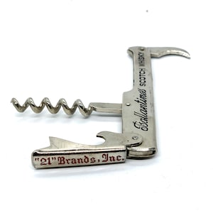 Vintage Ballentine&#39;s Scotch Whisky - Tribruno Vermouths - 21 Brands Inc Corkscrew Bottle Opener