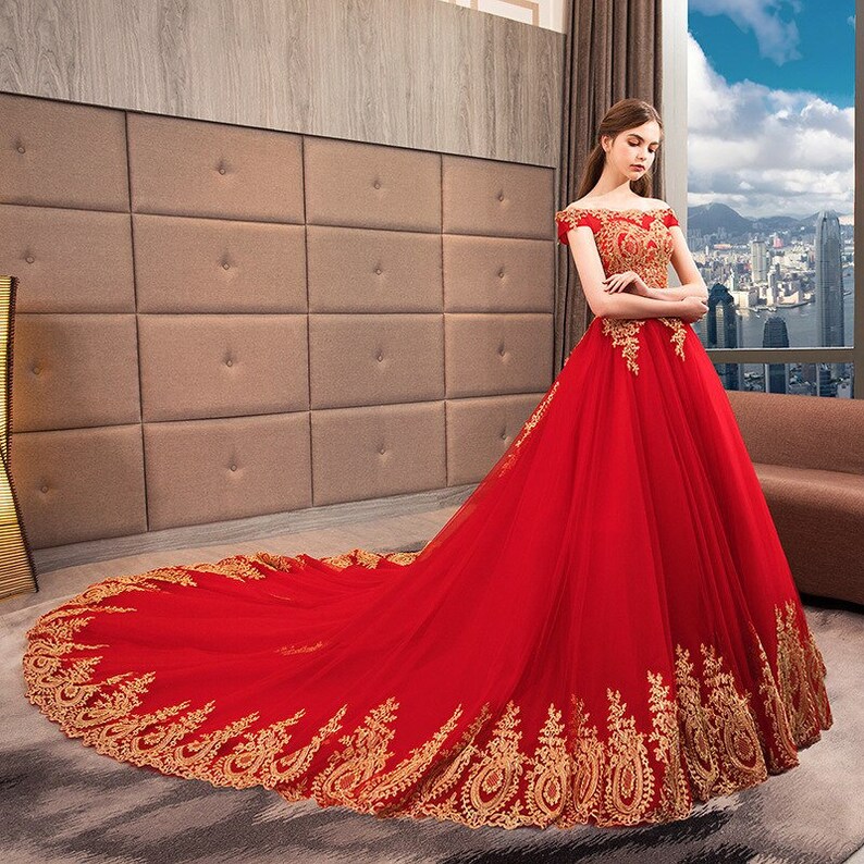 Beautiful Prom Dress Red Wedding Dress 