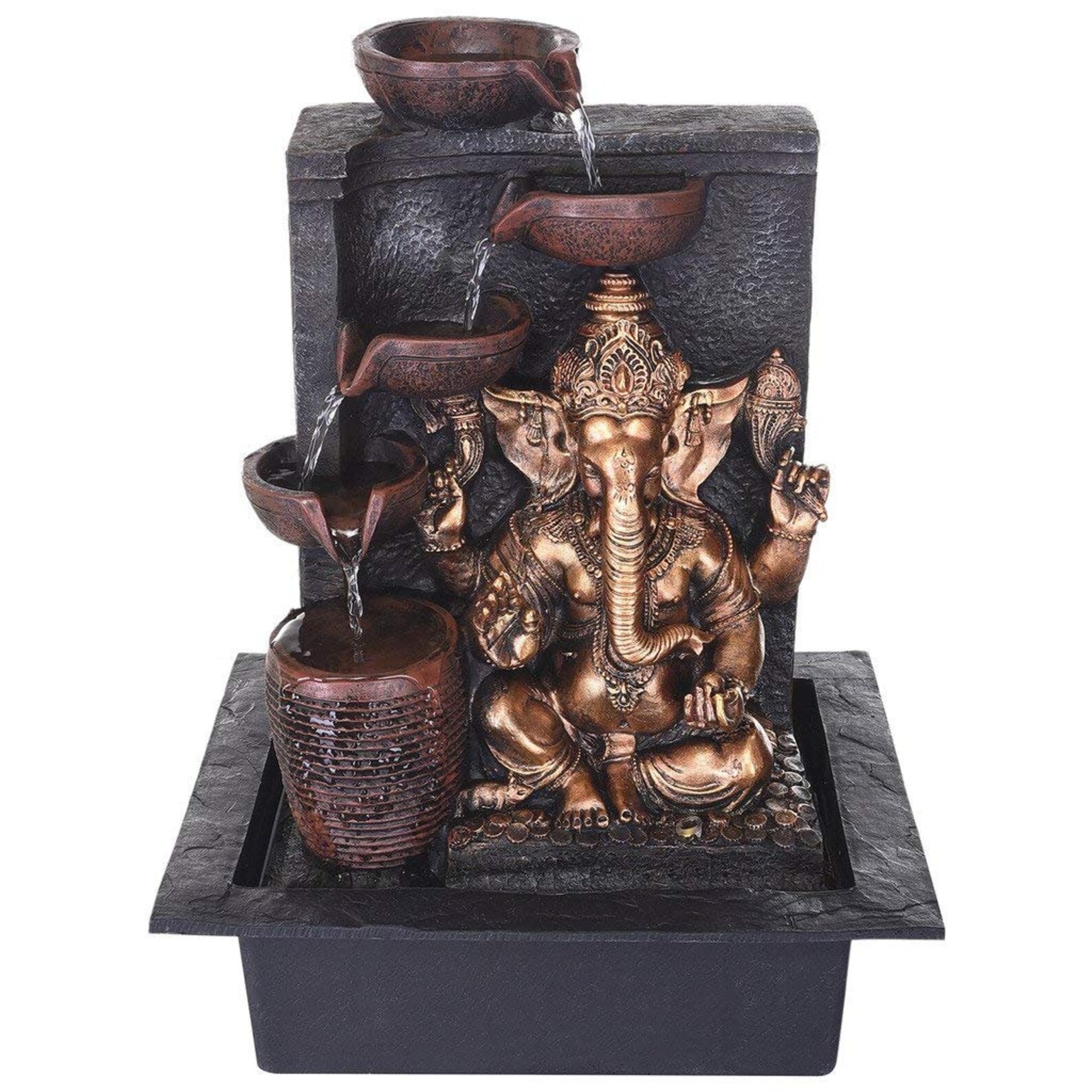Ganesha Indoor Water Fountain with Lightning Effect Brown by Etsy