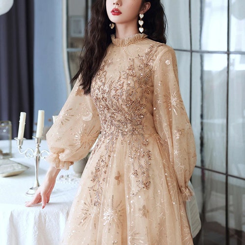 Beautiful Prom Dress Modest Evening Dresses With Long Sleeves Etsy