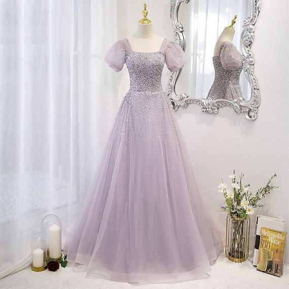 Light Purple Party Wear Gown With Price.Best Embroidered Gown.