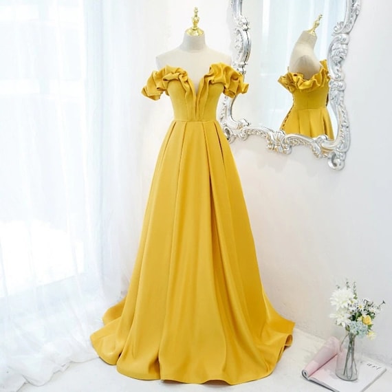 Gema Yellow Satin Midi Dress – Moreno's Wear