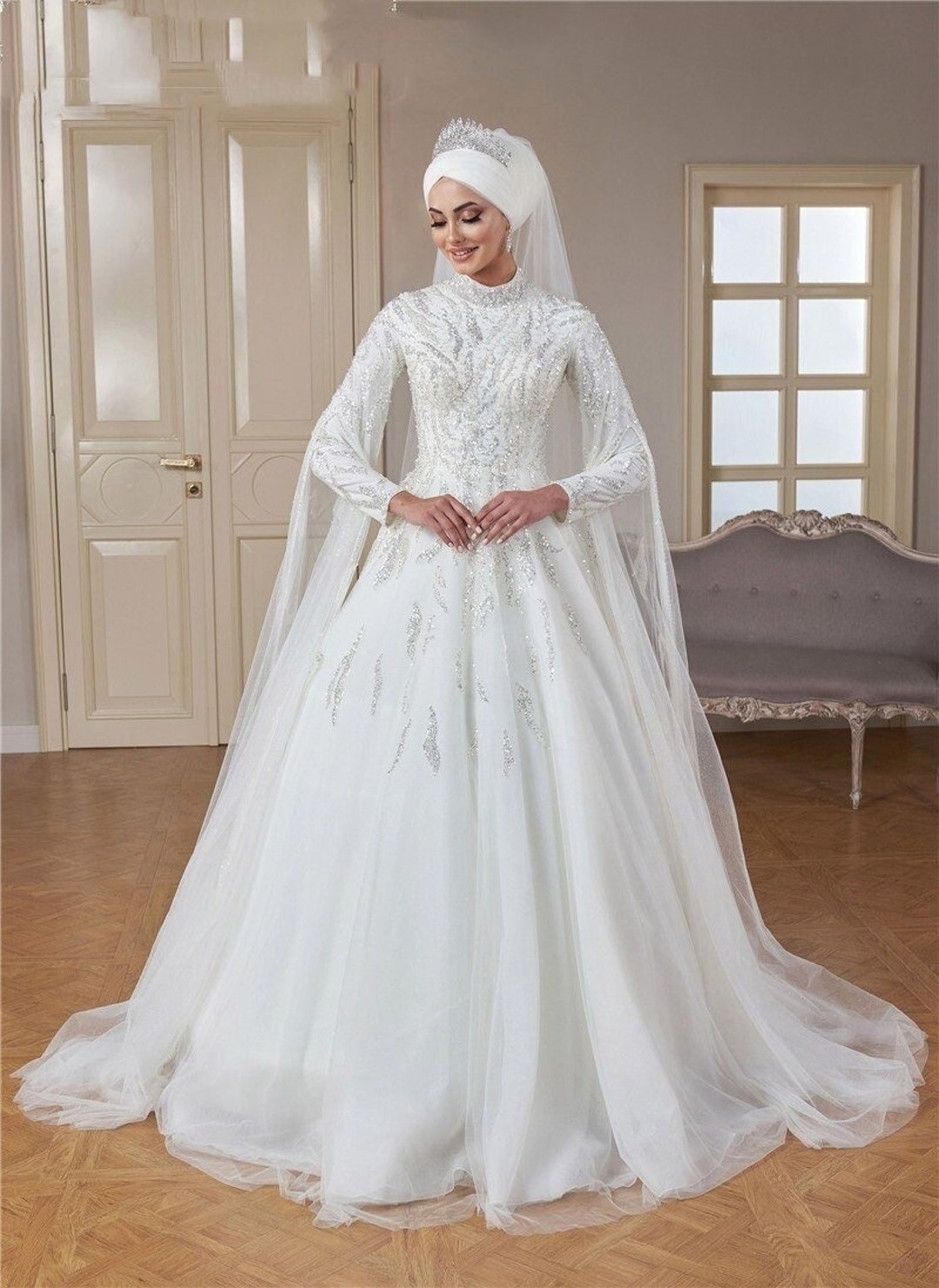 Beautiful Wedding Dress Muslim Wedding Dress High Neck Luxury - Etsy