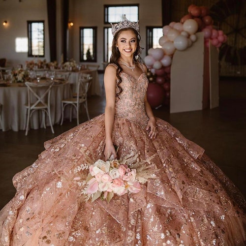 Beautiful Prom Dress Rose Gold Luxury Quinceanera Dress 2021 - Etsy Denmark