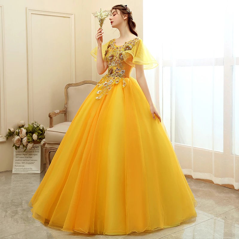 Beautiful Prom Yellow Quinceanera Dress Party Prom Formal Etsy