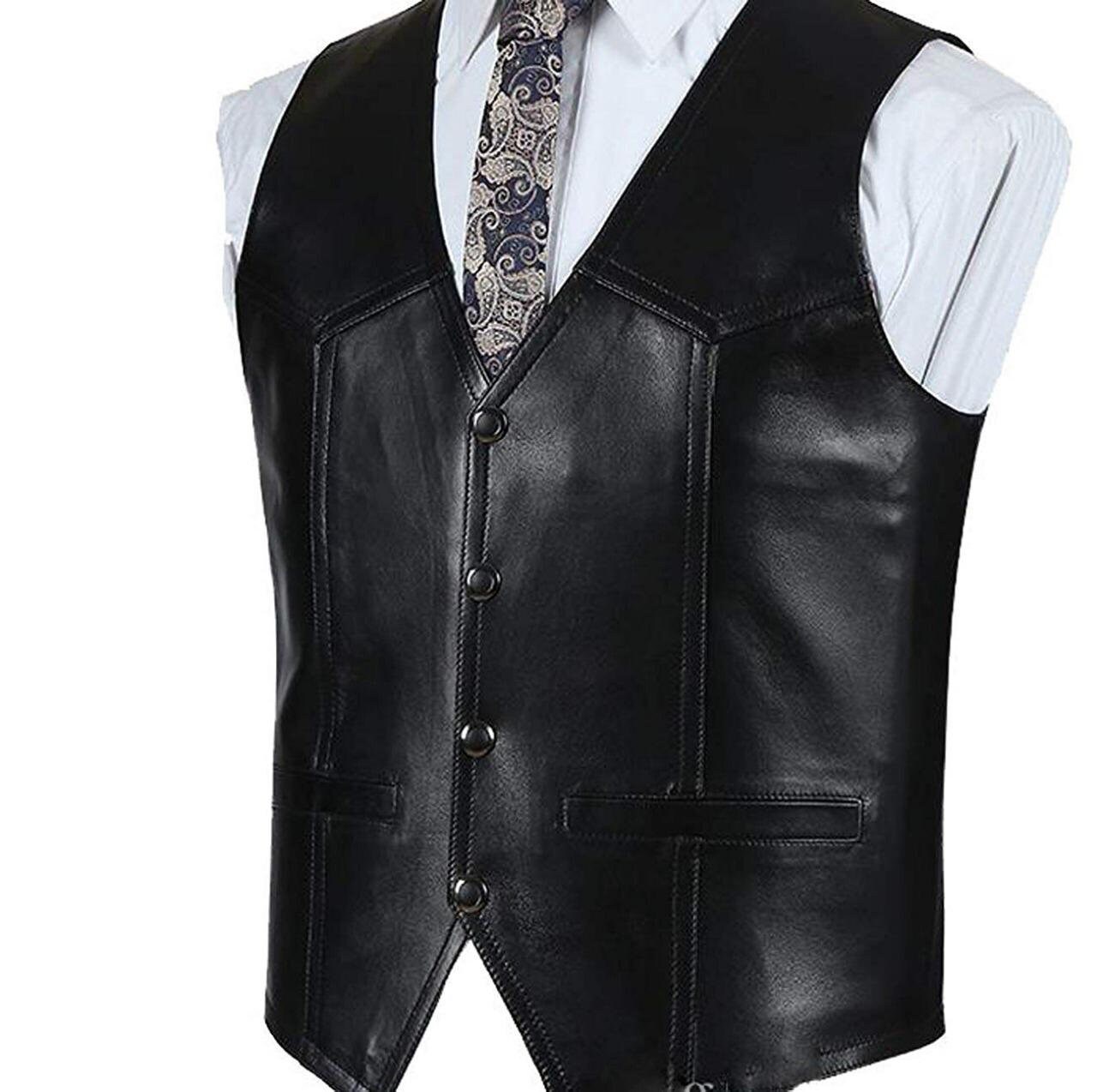 Men's Vest Handmade Leather Brown Genuine Leather Etsy