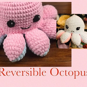 Reversible Flip Flop Mood Large Plush Octopus Toy PDF Crochet Pattern