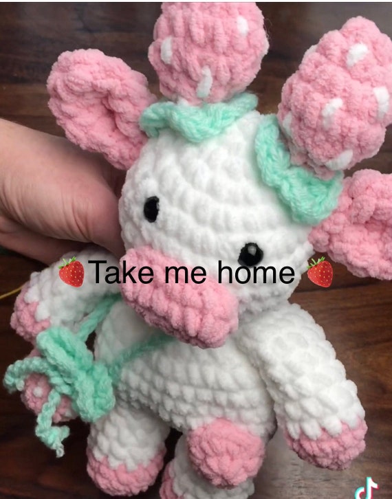 Large Crochet Cow Plush, Small Cow Amigurumi Cow Strawberry Cow