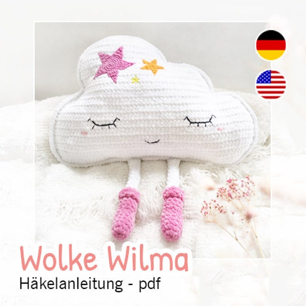 Wolke Wilma Häkelanleitung, Wolkenkissen, Amigurumi, pdf