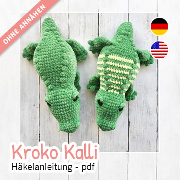 Crocodile calli crochet pattern in chenille - Amigurumi without sewing, pdf