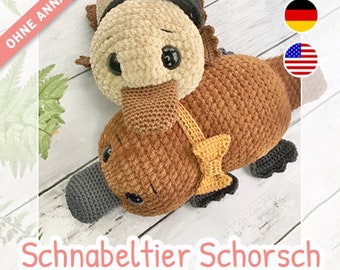 Platypus Schorsch crochet pattern / amigurumi without sewing, pdf