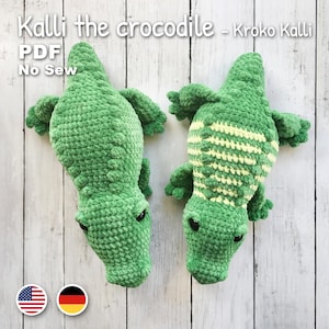 Crocodile Kalli crochet pattern, crocodile amigurumi without sewing, pdf pattern, alligator no sew