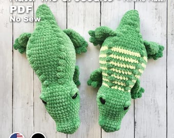Crocodile Kalli crochet pattern, crocodile amigurumi without sewing, pdf pattern, alligator no sew