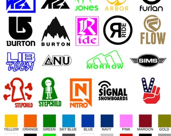 4 Snowboard Decals Your Favorite Brands. 4 Decals Incuded 2 4inch and 2 10inch Etsy