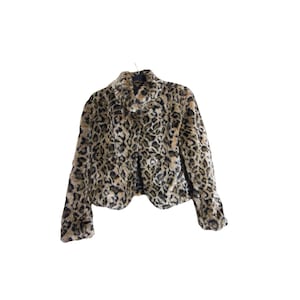 A.B.S Luxurious Leopard Print Faux Fur Short Jacket XL Allen B Schwartz