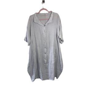 knee length dresses for ladies Loose Ruffle hem linen dress main image 1