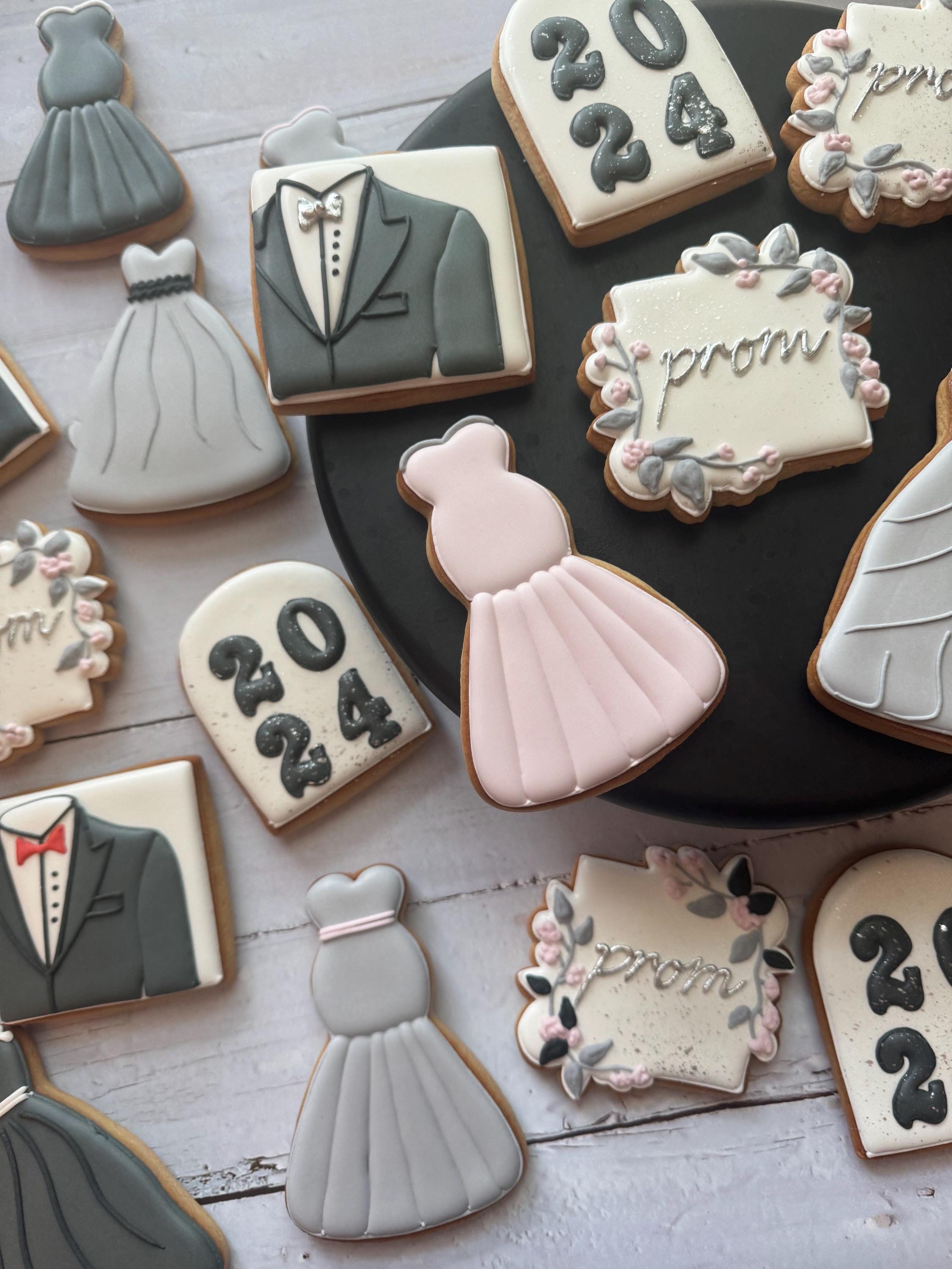 prom dress cookies Prom Night Decorated Cookies: Dress & Tuxedo Sugar Cookies (set of 12)