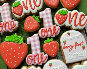 Berry First Birthday Cookies (Strawberry Theme)