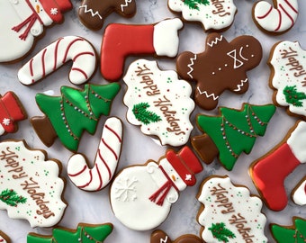 Happy Holidays gingerbread cookies