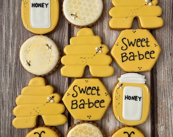 Bumble Bee Baby Shower Cookies, Bee Themed Cookies
