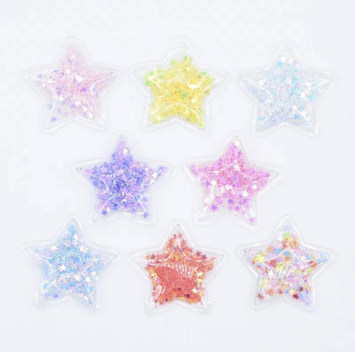 8 Plastic Transparent Glitter Star Sequin Embellishments Etsy