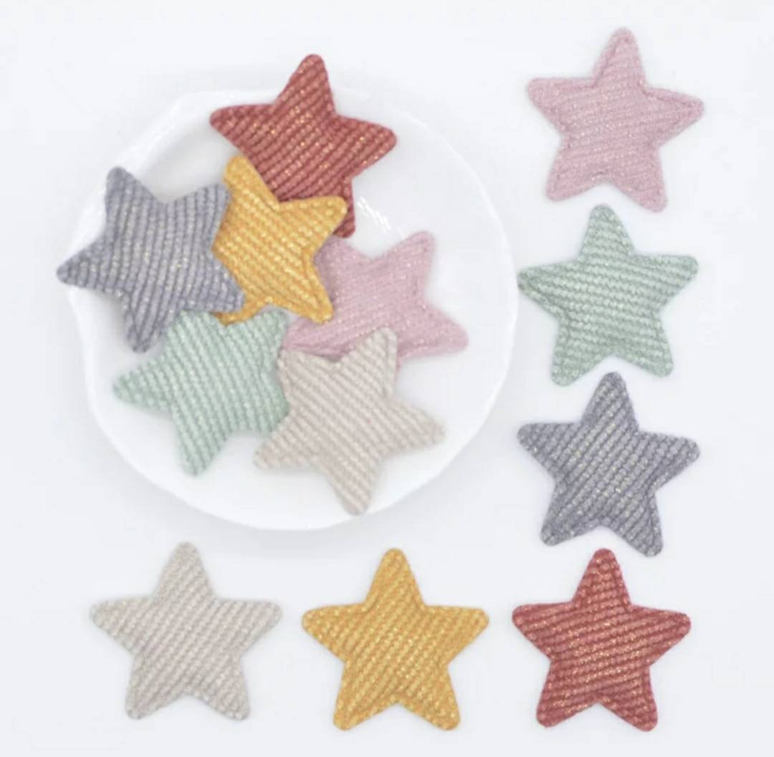 6 Padded Glitter Star Embellishments Etsy