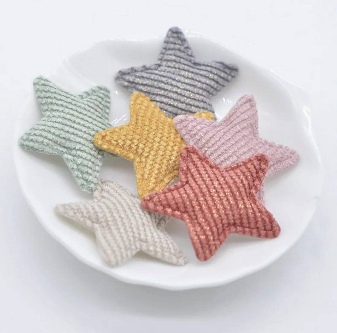 6 Padded Glitter Star Embellishments Etsy