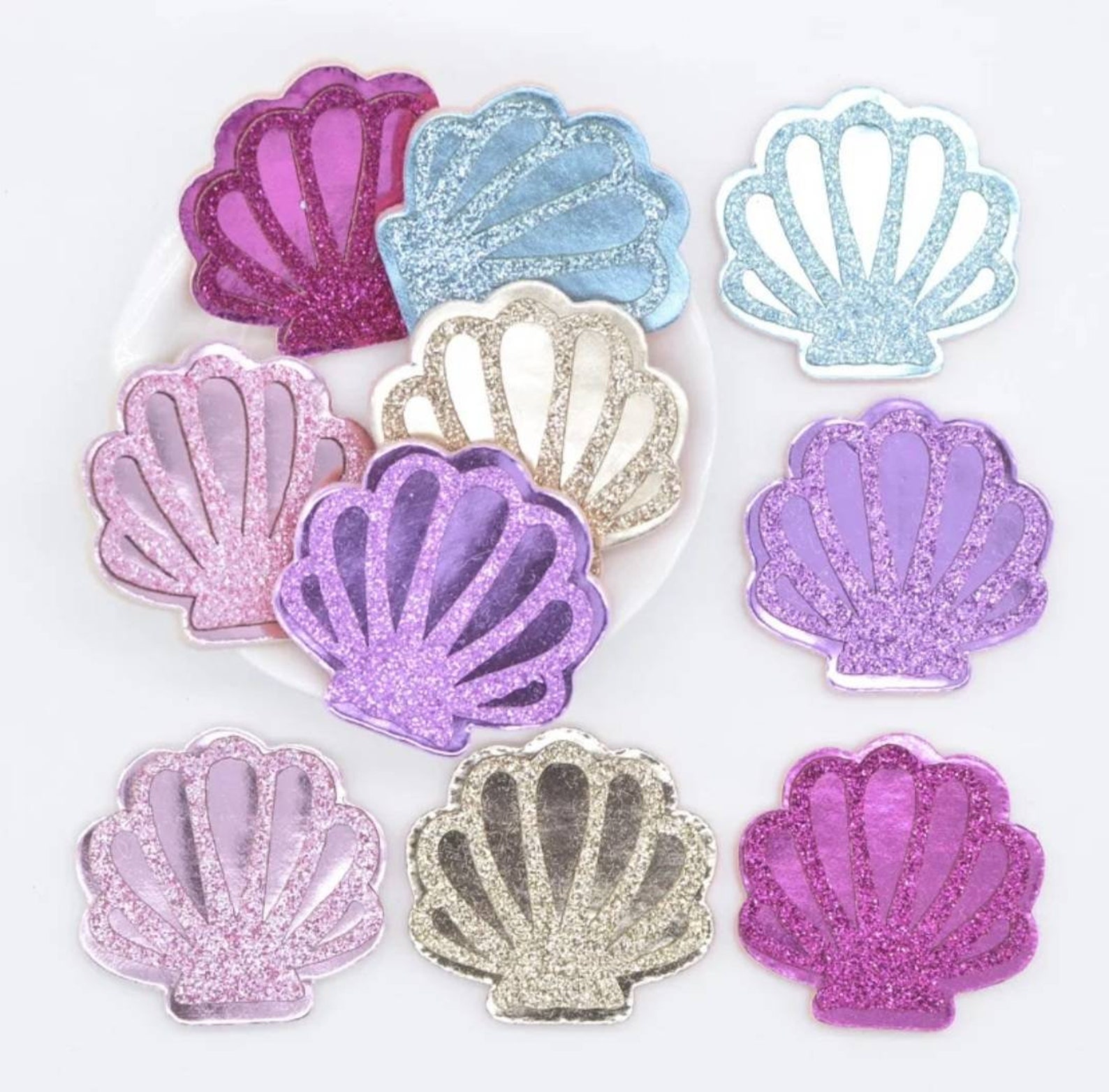 5 Glitter Seashell Embellishments Etsy