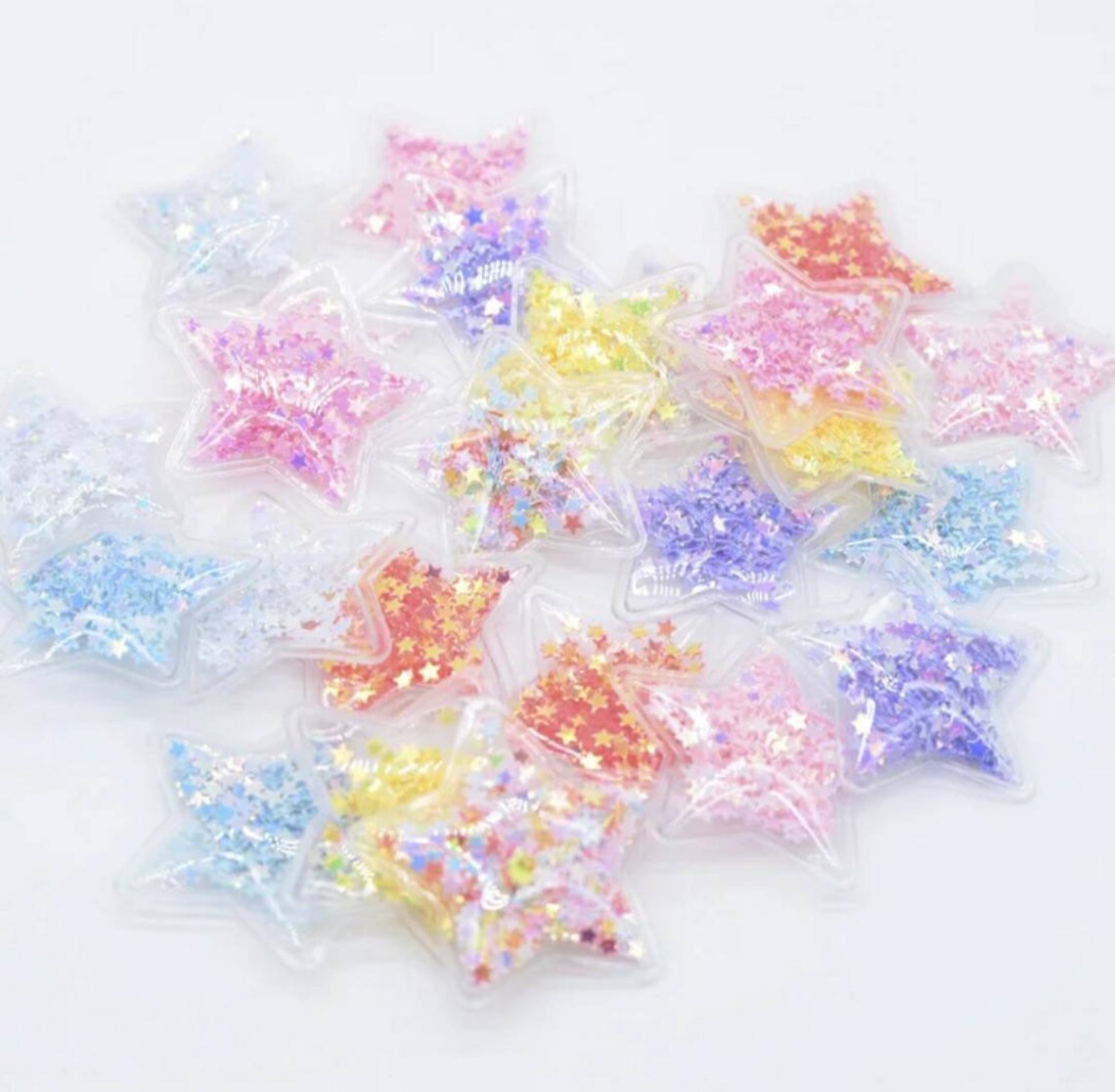 8 Plastic Transparent Glitter Star Sequin Embellishments Etsy