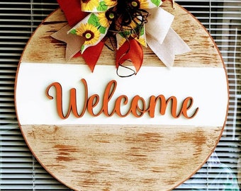 Welcome Fall Front Door Decor, Fall Door Hanger, Fall Welcome Sign, Welcome Fall Door Hanger, Fall Wood Wreath, Fall Porch Decor, Fall Sign