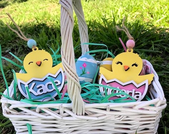 Personalized Easter Basket Name Tags, Baby Chick Name Ornament