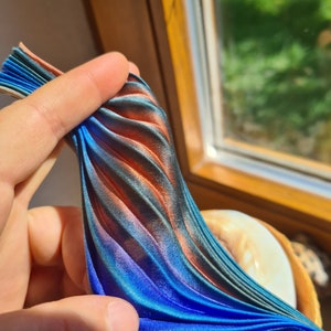 Dark Blue-Copper shibori silk soft shiny ribbon N13