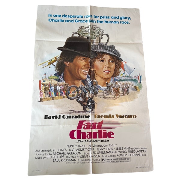 Fast Charlie David Carradine 1979 Collectors Original Movie Poster 41”X 27"
