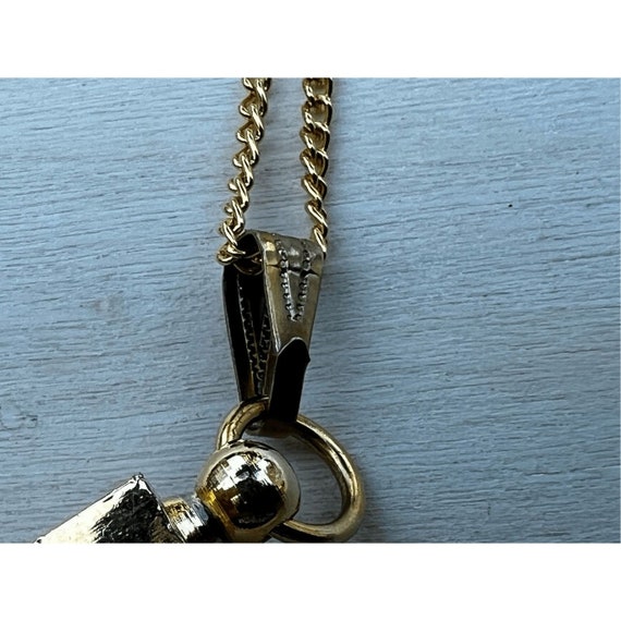 Vintage Gold Tone Whistle Necklace Simulated Doub… - image 9