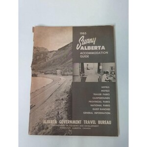 Vintage 1965 Sunny Alberta Accommodations National Parks Travel Guide Map Ad
