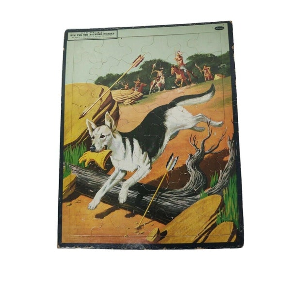 Vintage 1956 Walt Disney Rin Tin Tin Whitman Frame Tray Puzzle 48 Piece