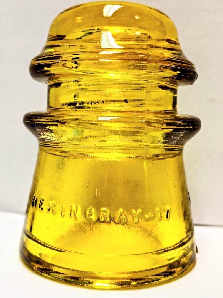 Vintage Hemingray No 17 Glass Insulator Stained Bright Yellow Etsy