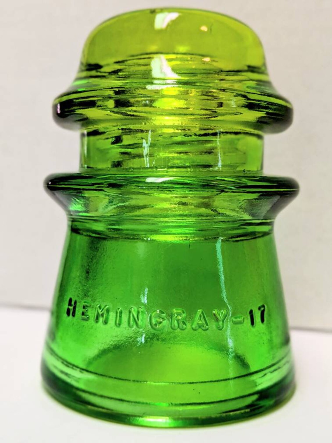 Vintage Hemingray No 17 Glass Insulator Stained Green Fade Etsy