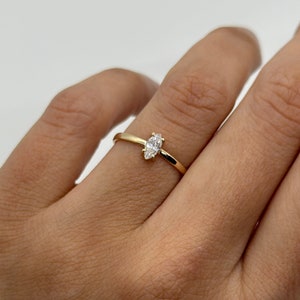 14K Lab Diamond Marquise Ring, Vertical Marquise Solitaire Ring, 14K Lab Grown Marquise Minimalist Ring, Engagement Ring, Wedding Ring