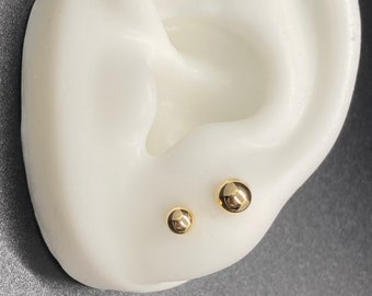 14K Sphere Earrings, Gold Ball Earrings, Round Studs, Spherical Earrings