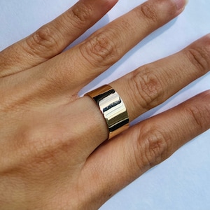 Solid 14K Cigar Ring, Gold Wide Ring, Wide Wedding Band, Chunky Statement Ring, Solid 14K Gold Ring, Gift for Women, Gift for Girlfriend