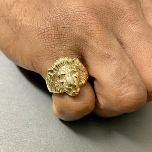 14K Leo Zodiac Ring, King of the Jungle Ring, 14K Lion Ring for Men, Gold Men’s Leo Ring, 14K Animal Ring, Large Lion Ring for Men