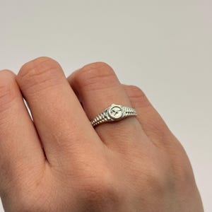 Silver Mini Watch Ring, Jubilee Band, Unique Watch Band, Silver Statement Ring, Tiny Silver Clock Ring