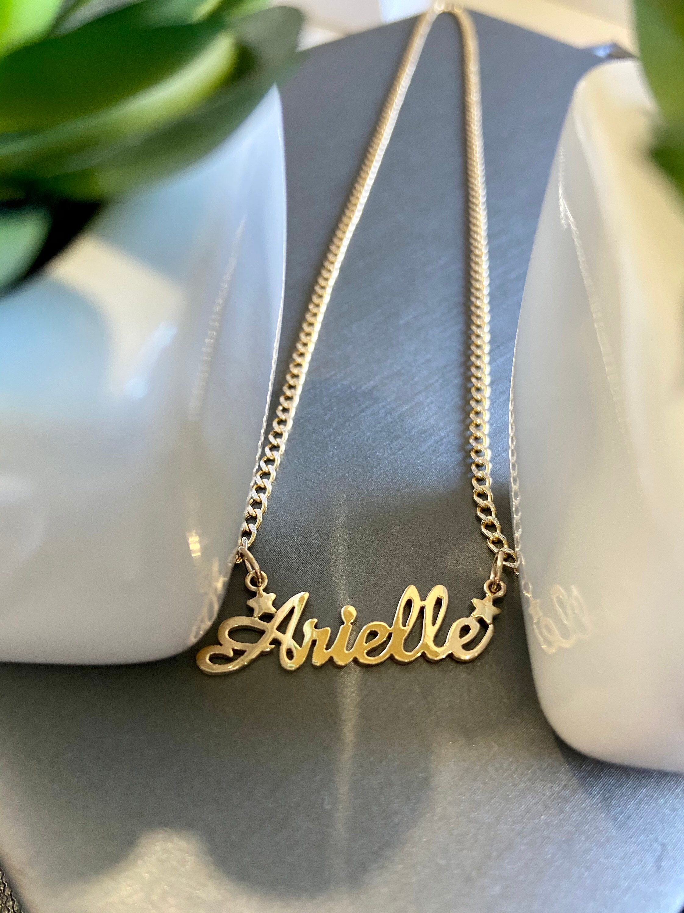 14K Name Necklace Name Plate Necklace 